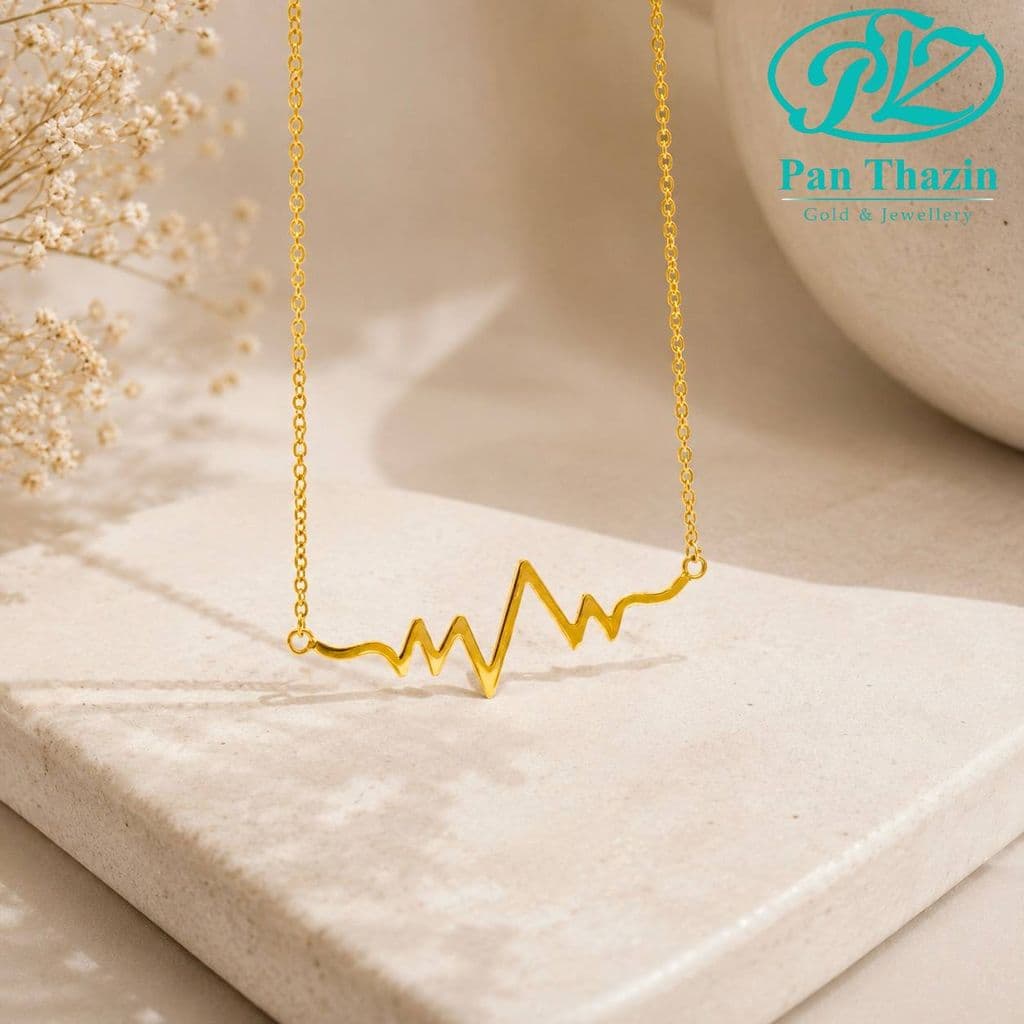 15ပဲရည် Heartbeat Design Necklace