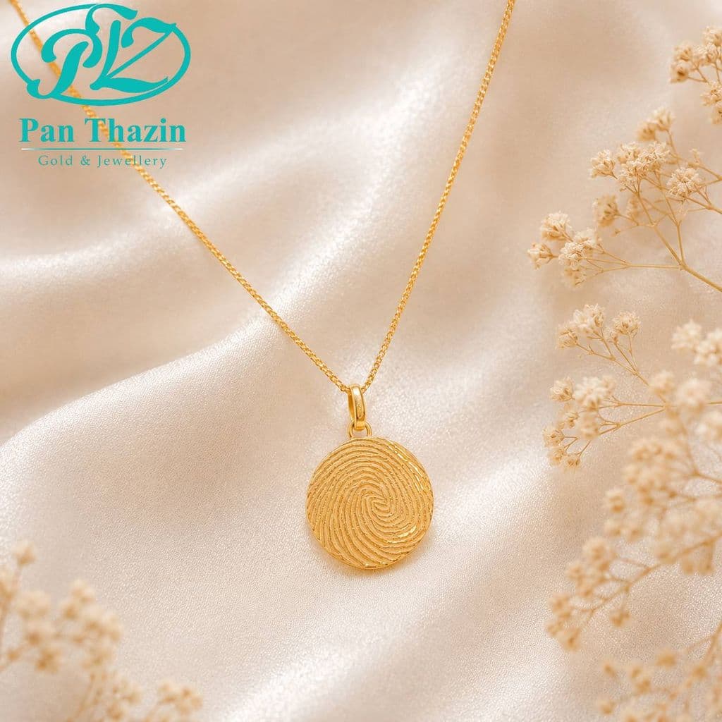 18K Custom Fingerprint Gold Necklace Set